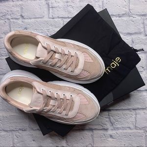 NEW Maje Paris W20 Leather Urban Sneaker in Rose